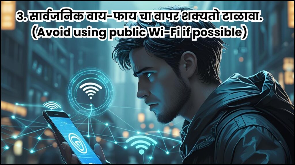 3. सार्वजनिक वाय-फाय चा वापर शक्यतो टाळावा. (Avoid using public Wi-Fi if possible)