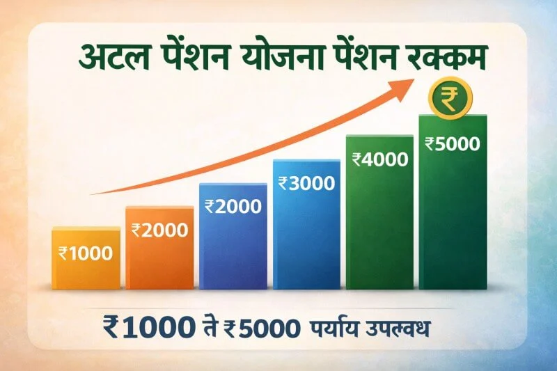 अटल पेंशन योजना पेन्शन रक्कम 1000 ते 5000
