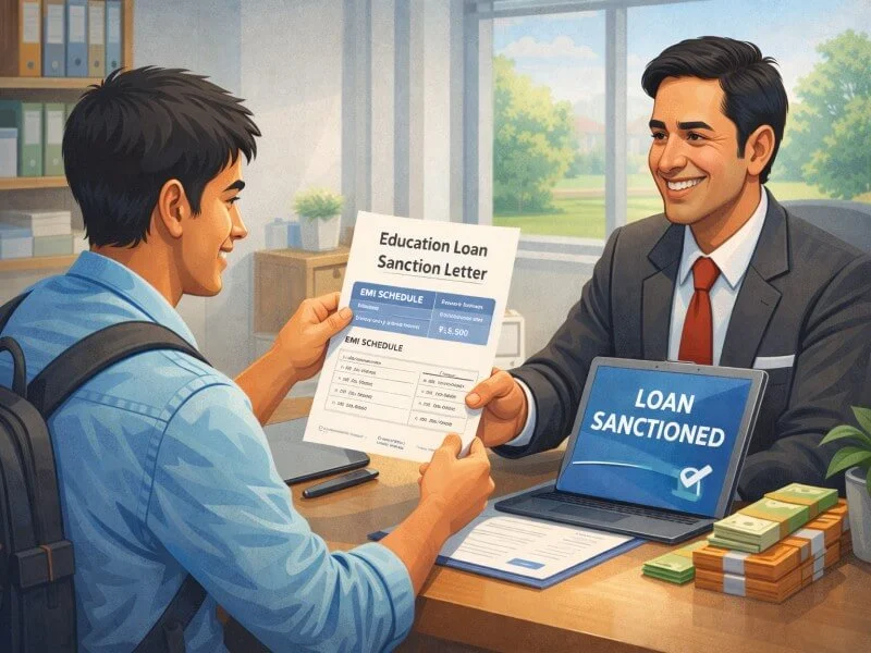 शैक्षणिक कर्ज मंजुरी पत्र आणि EMI तपशील