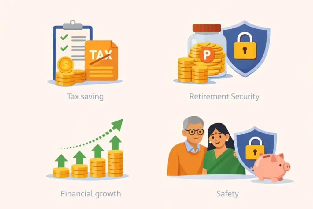 provident fund benefits icons retirement tax saving