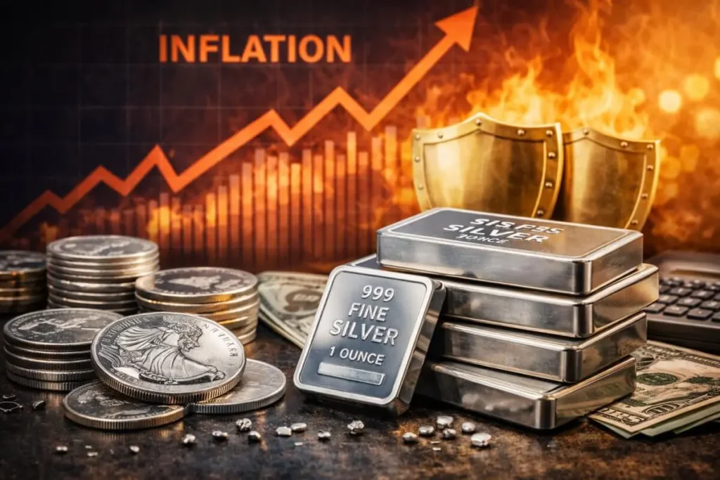 silver inflation hedge concept money protection