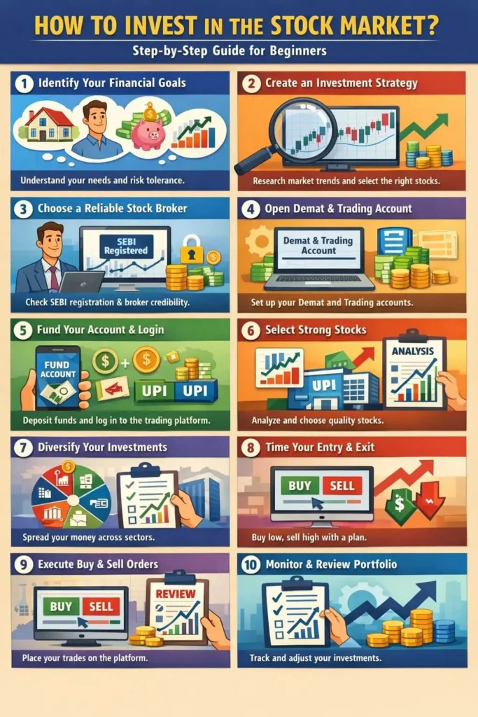 शेअर मार्केटमध्ये गुंतवणूक कशी करावी स्टेप बाय स्टेप