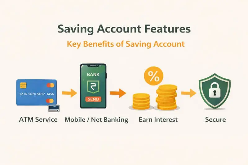 saving account features ATM net banking UPI