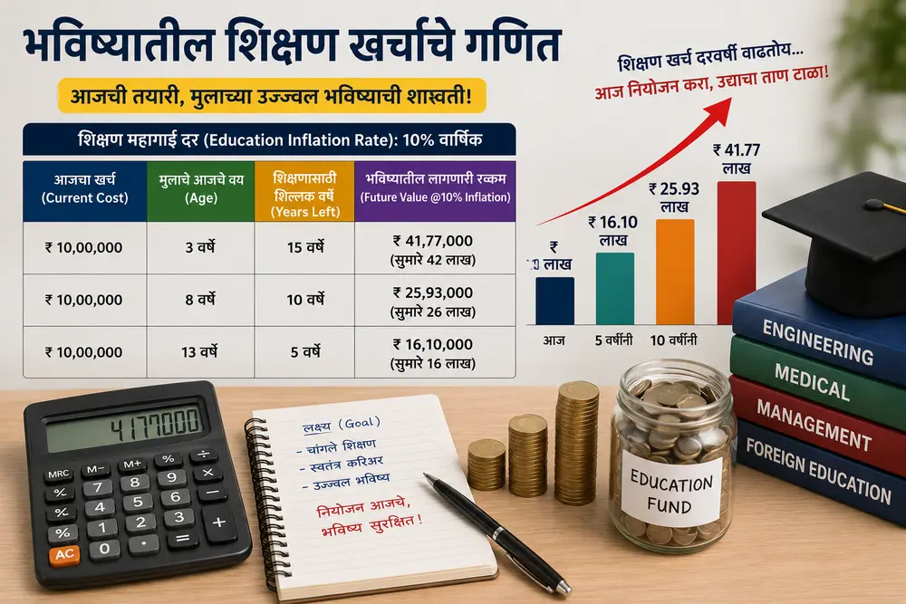 Future education cost calculation for child education goal